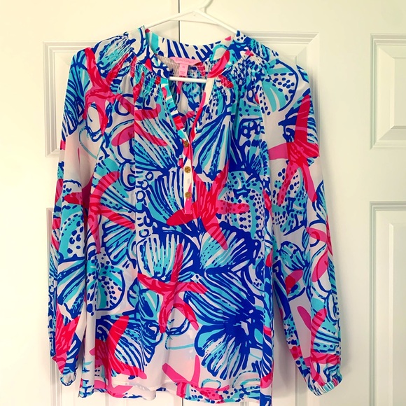 Lilly Pulitzer Tops - Lilly Pulitzer Elsa Top Resort White She She Shells Top Starfish XS